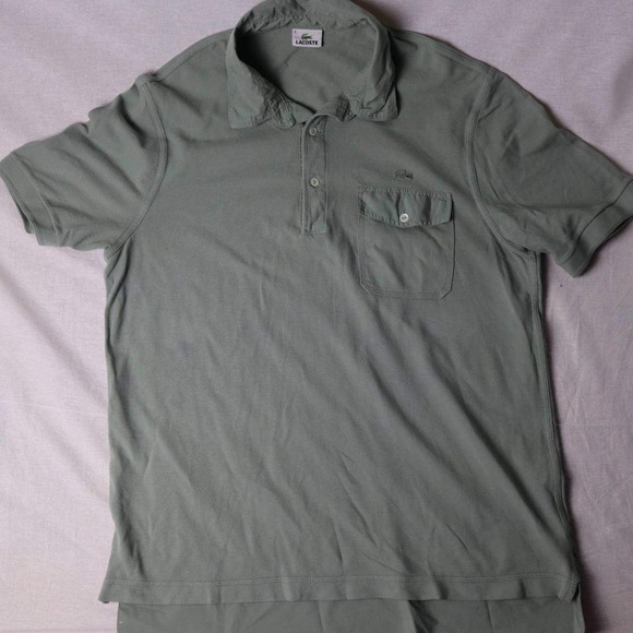Lacoste Other - Lacoste Mens Pique Polo Shirt Sage Green Pocket Short Sleeve Size 6 XL